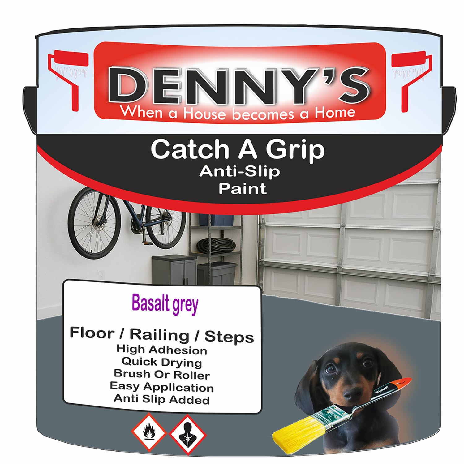 SCOOBYS PAINTS BACK IN THE MIX Catch A Grip Anti Slip Floor Paint – Non Slip Coating for Steps, Railings & Garages – 170 Colours, High Adhesion, Quick Dry, Multiple Sizes (Basalt grey, 2.5 Litre Tin)