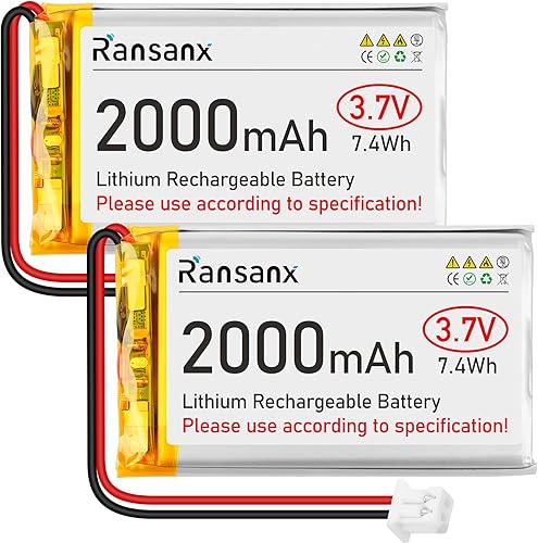 Batería Lipo de 3.7 V 2000 mAh 654065 Batería recargable de polímero de litio con conector Micro JST 2.0 Circuito de protección integrado para