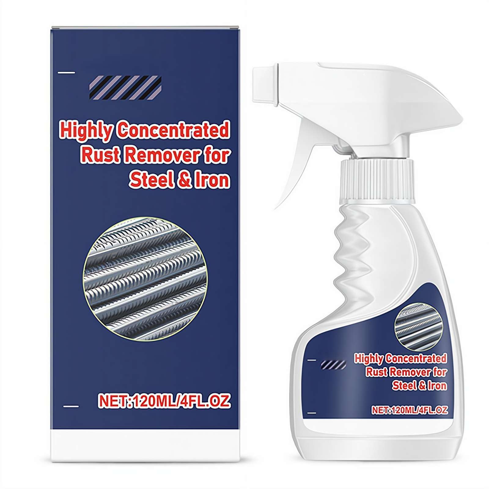 Heavy Duty Rust Remover Spray for Metal 120ml – Fast Acting Rust Stain Remover, Stainless Steel, Automotive Parts, Tools Rust Removal, Powerful Metal Rust Cleaner