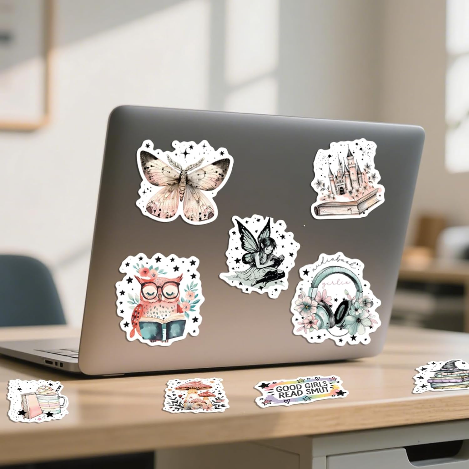 50PCS Romantasy Stickers, Fantasy Gothic Bookish Sticker Aesthetic Reading & Cottagecore Vinyl Decals with Fairies Books Moons Waterproof Scrapbook Stickers for Journaling, Laptops, Booktok Lovers - Image 5