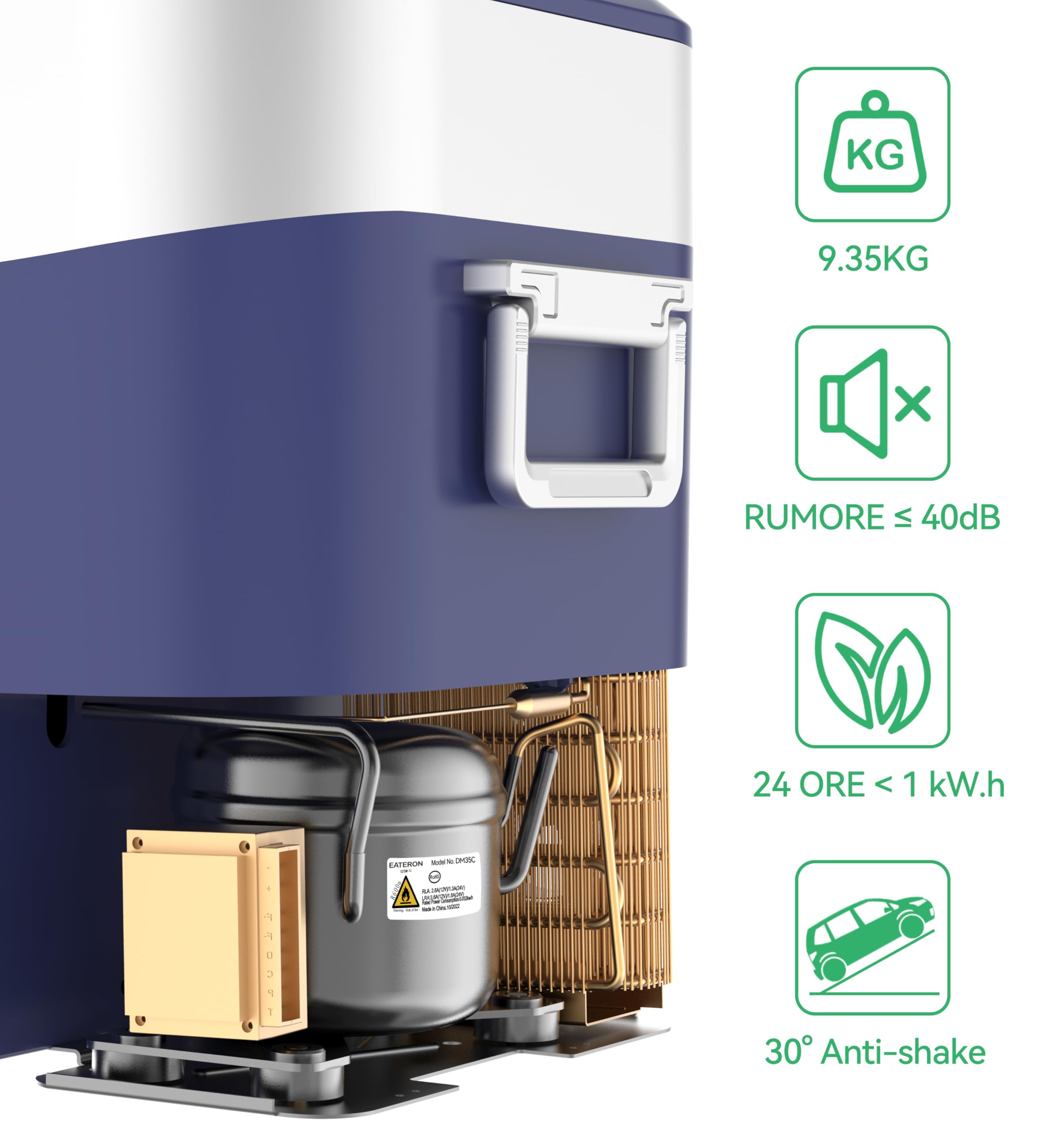 Bingi 22L Frigorifero Portatile Elettrico,Congelatore Portatile per Auto,Mini Frigorifero da Campeggio Frigo Elettrico 12V/24V/220V compressore per RV Camion,Barca,Camper