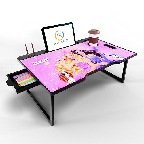 Laptop Table Smart Multipurpose Foldable Laptop Table with Cup Holder, Study Table, Bed Table, Breakfast Table, Foldable and Portable/Ergonomic & Rounded Edges/Non-Slip Legs (COTTED BB)