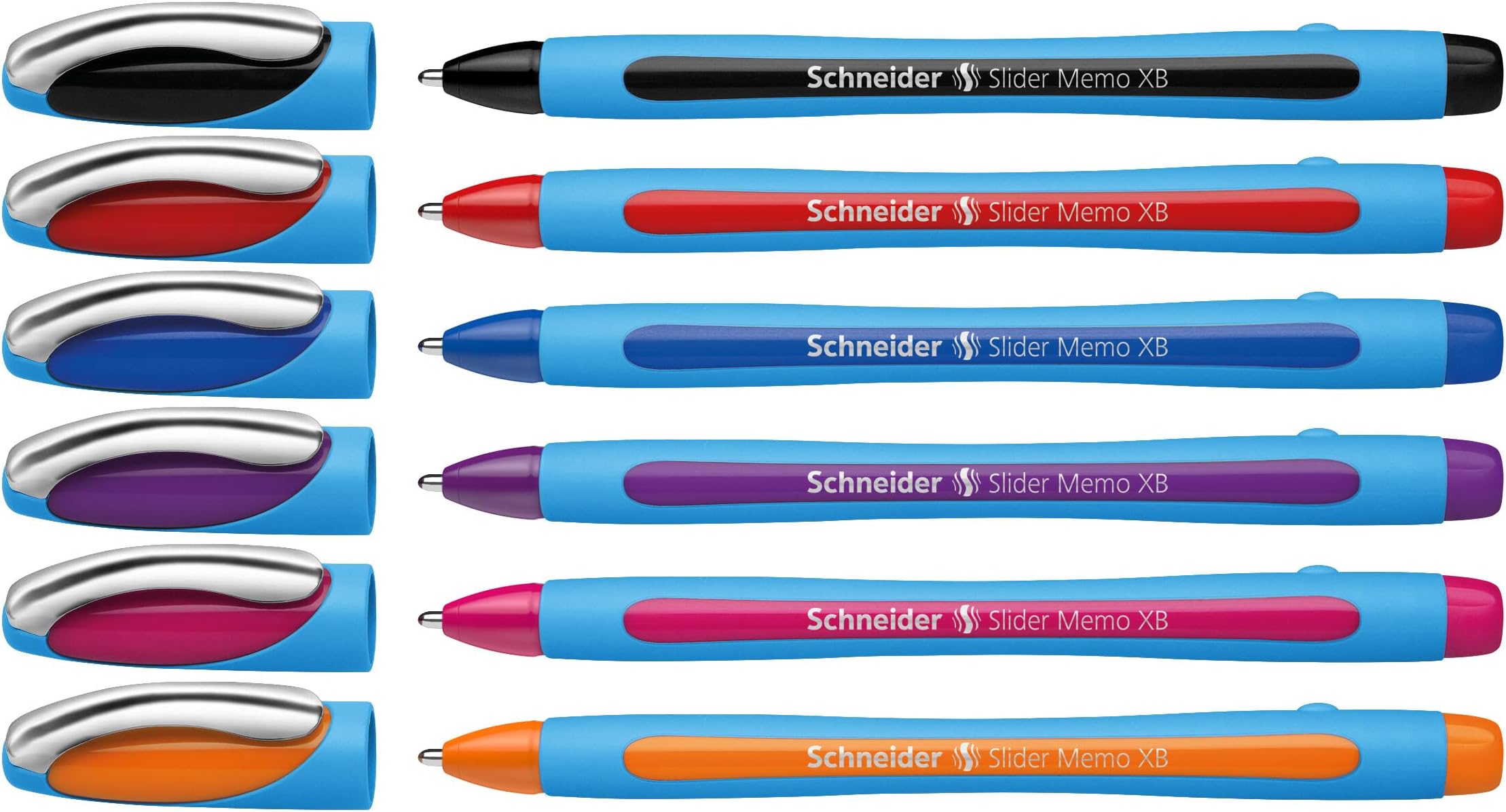 Schneider Slider Memo XB Ballpoint Pen, Asstd. Colors, Pack of 6 (150296)