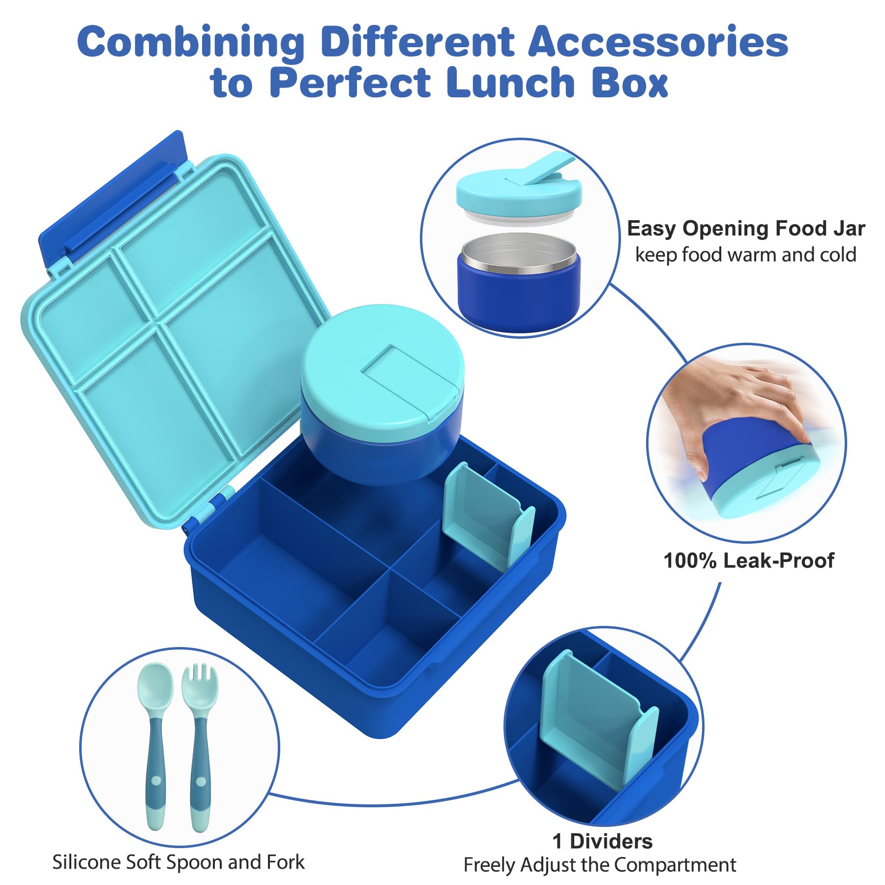 Set Pranzo Bento Per Bambini Con Thermos 236ml E Borsa Termica - 4 Scomparti, Ermetico, Con Tazza E Posate - Per Scuola E Gite