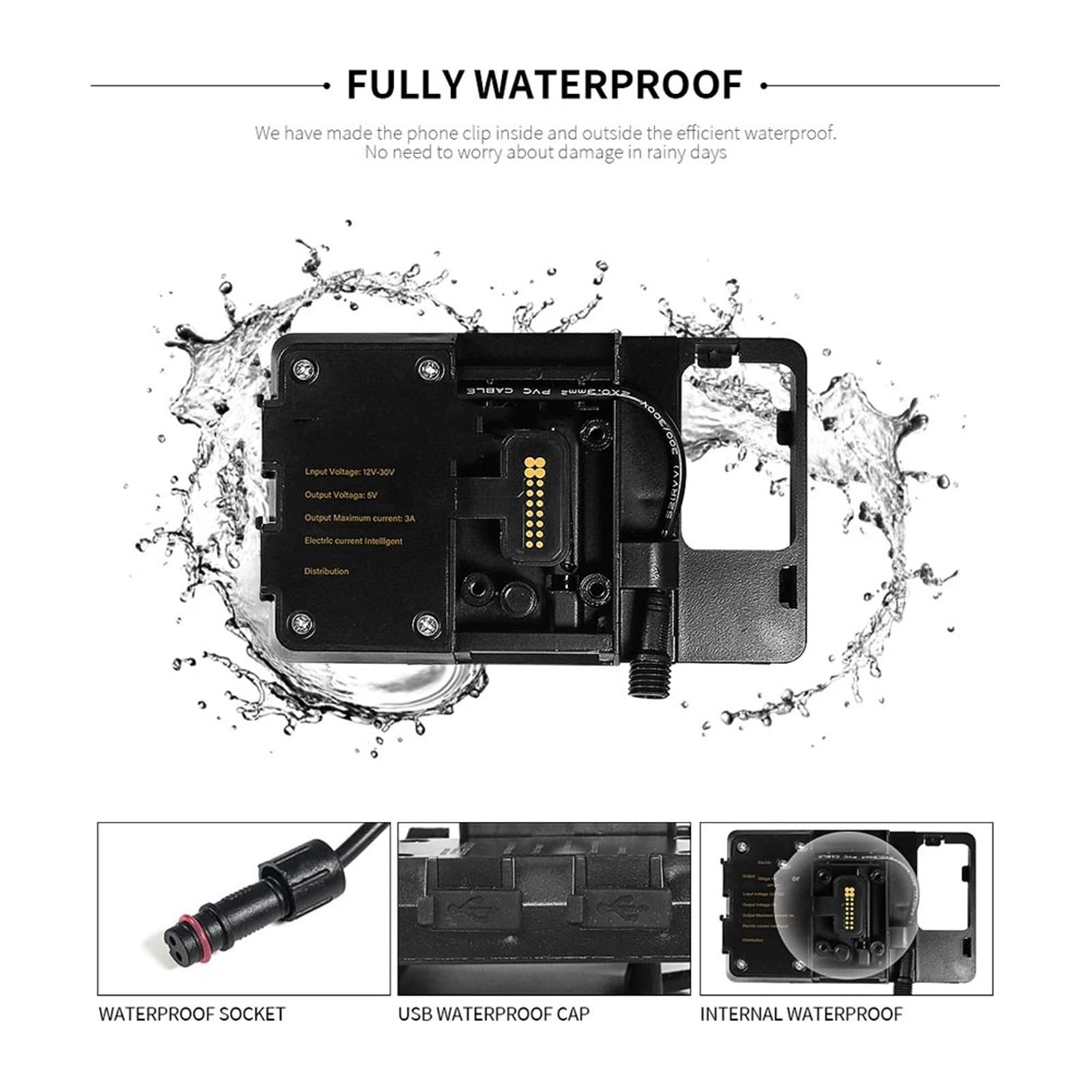 Support Telephone Velo Pour BMW R1200GS LC Pour Support De Navigation Aventure R1250GS S1000XR R1200RS USB Chargeur Sans Fil Support Téléphone Portable Support Support Telephone Moto Rotation(Wireless