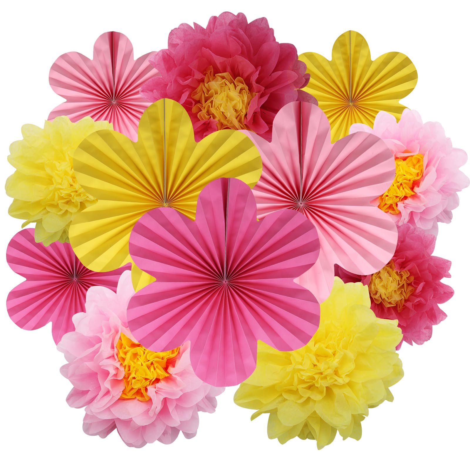 BestoFun Blumen Papier Fächer Dekoration Beige für Hochzeit Geburtstag