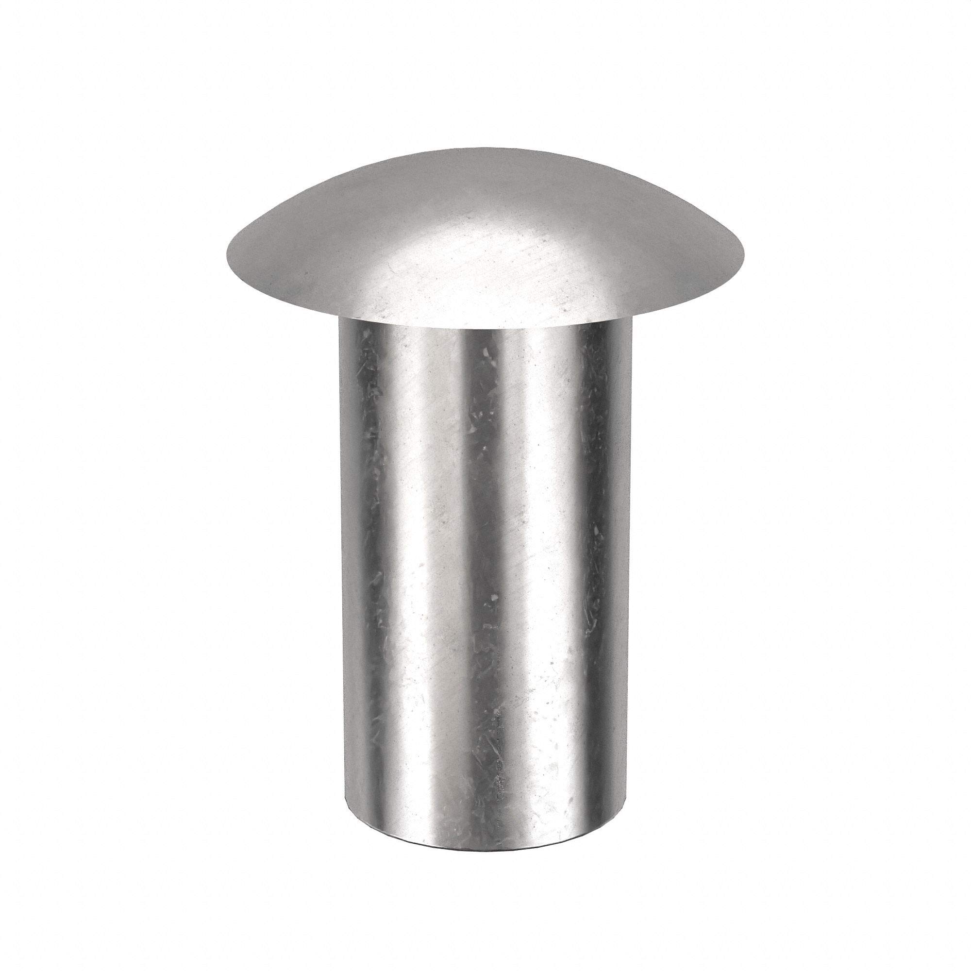 1/2 in Stainless Steel Semi-Tubular Rivet Compatible Oval Head Style, 0.266 in Hole Size, 1/4 in Dia,20400006848