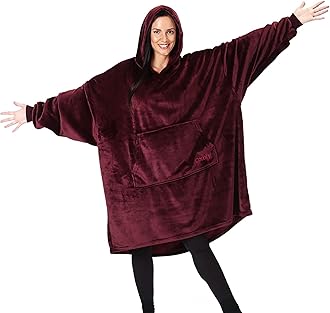 THE COMFYTHE COMFY Dream | Oversized Light Microfiber Wearable Blanket, Seen on Shark Tank, One Size Fits All, (Burgundy)