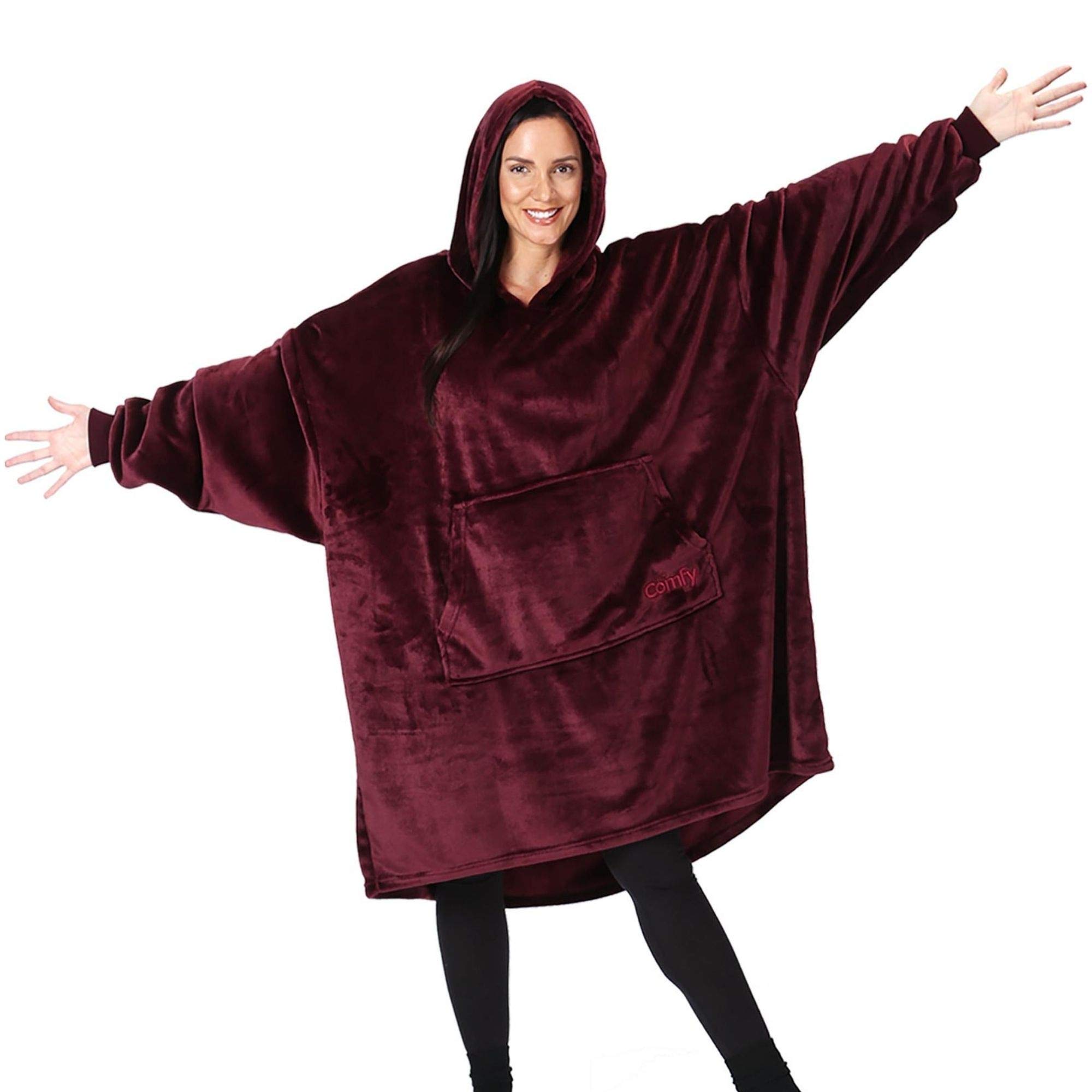 THE COMFYTHE COMFY Dream | Oversized Light Microfiber Wearable Blanket, Seen on Shark Tank, One Size Fits All, (Burgundy)