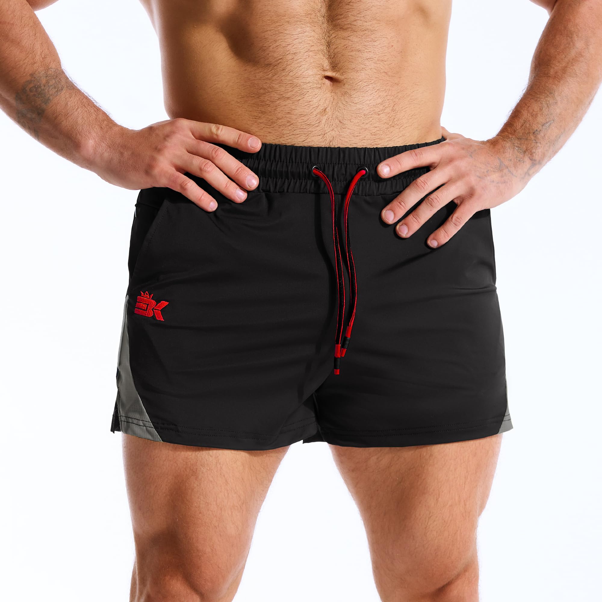 BROKIG Men's LightArmor Bodybuilding Gym Shorts with Zip Pocket,3" Quick Dry Summer Running Shorts for Workout Tennis - 4