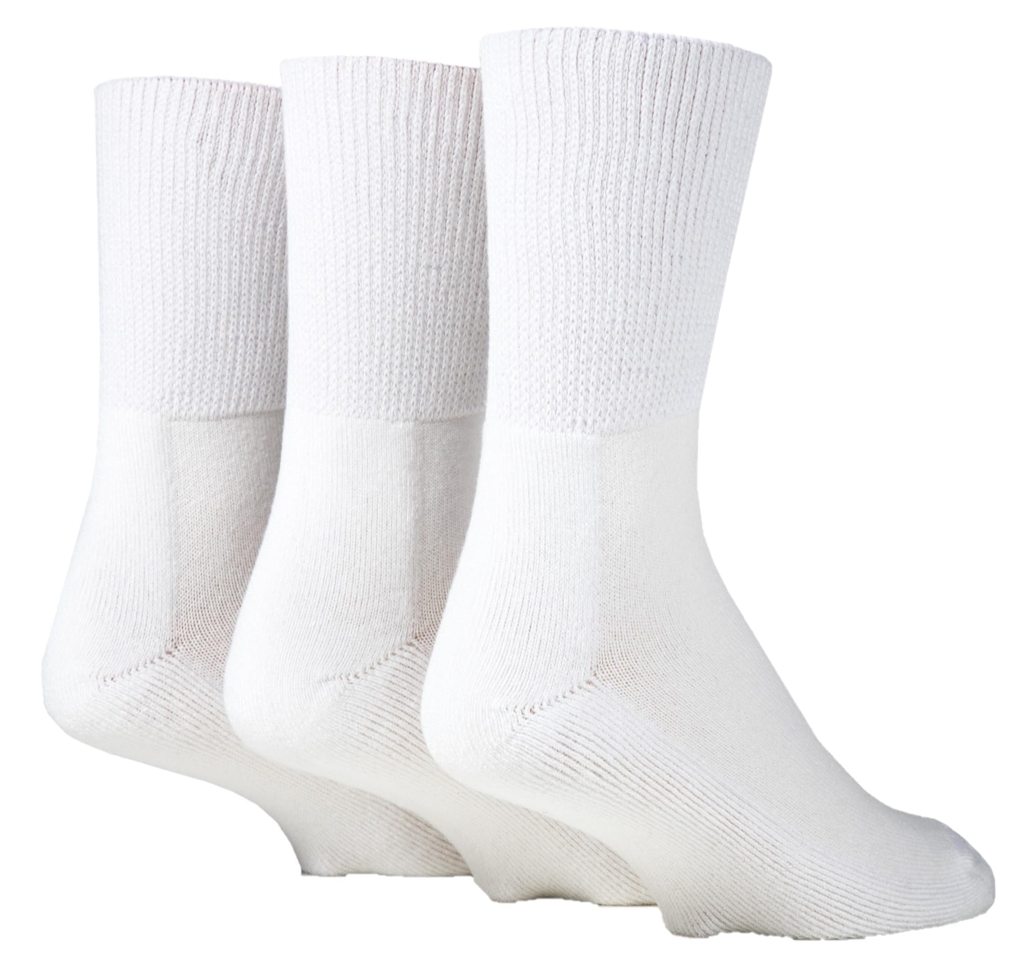 Iomi Unisex White Sockshop Footnurse Mens And Ladies Bamboo Cushioned Foot Diabetic Socks Pack Of 3 12-14