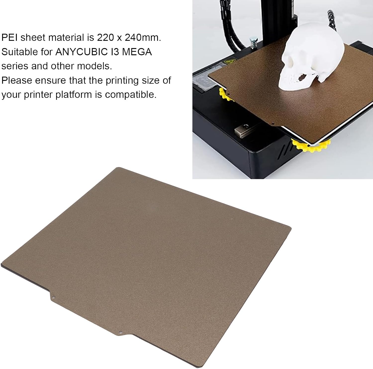 PEI Build Plate 220x240mm for I3 Mega, Easy Removal, Efficient Printing, Sided PEI Coating, High Working Efficiency