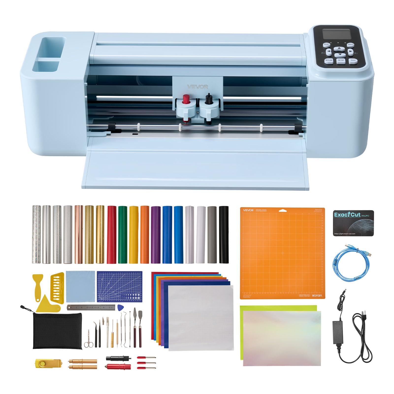 VEVOR Plotter de Corte de Vinilo de 305 mm con Kit de Herramientas, Materiales, Control Táctil y Botones, Máquina Cortadora Multifuncional Compatible con iOS Android Windows Mac para Bricolaje Papel