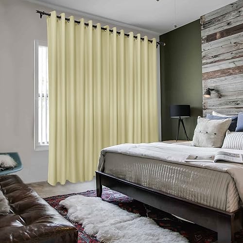 Frelement Cortinas opacas para interiores extra anchas con ojales de níquel para barra transversal y pista de 102 pulgadas de longitud, cortinas de