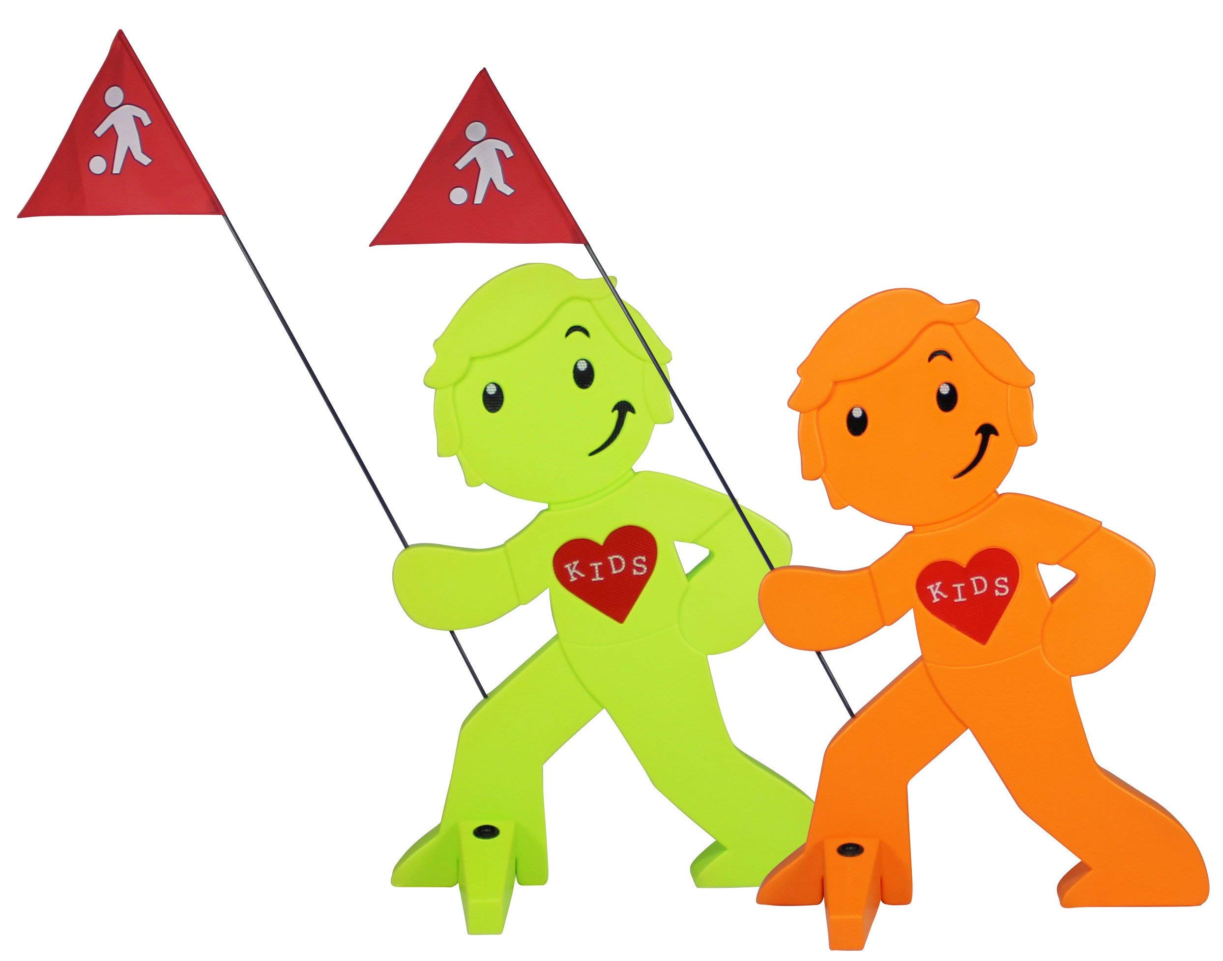 Figura de Advertencia con Bandera, indicador de Advertencia Reflectante para la Seguridad Infantil (1 Verde Y 1 Naranja.)