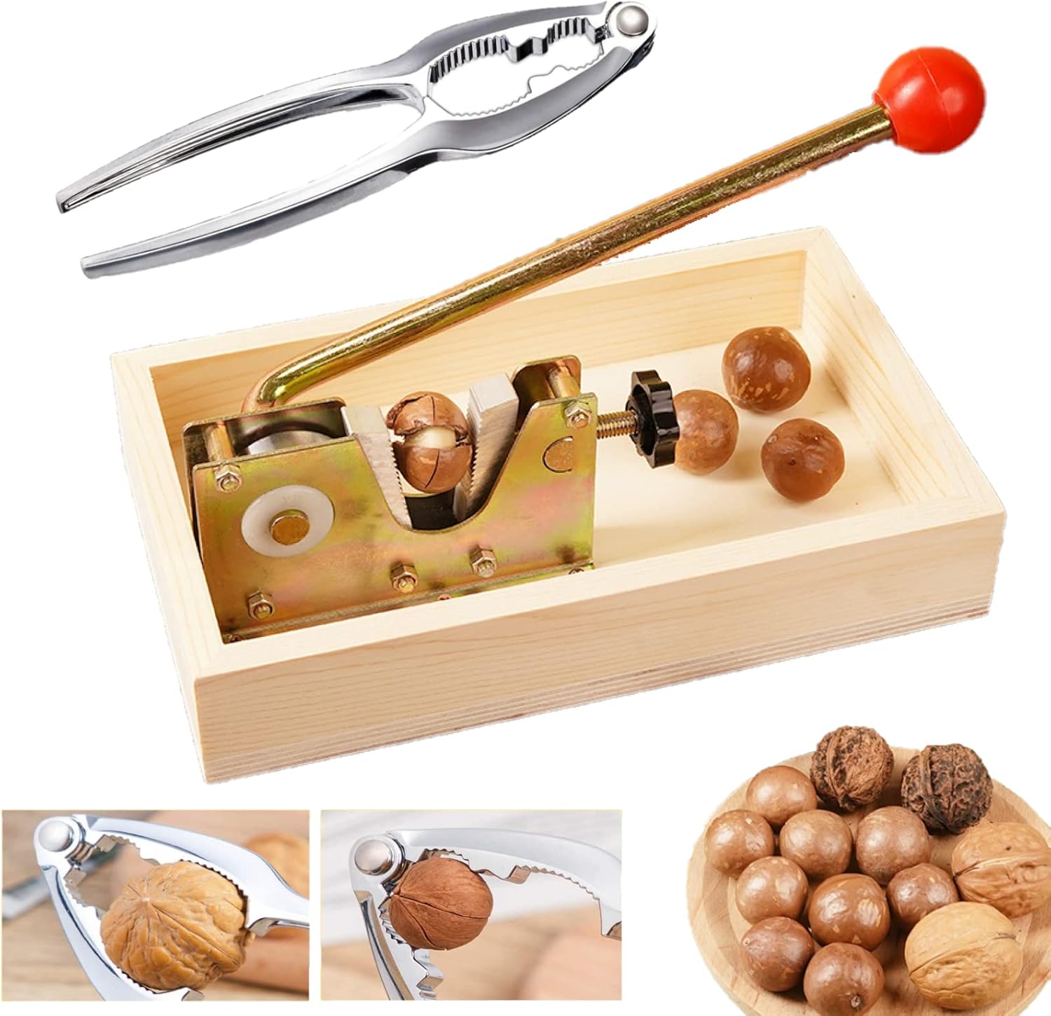 Manual Nut Crackers Opener Tool with NutCrackers Chestnut