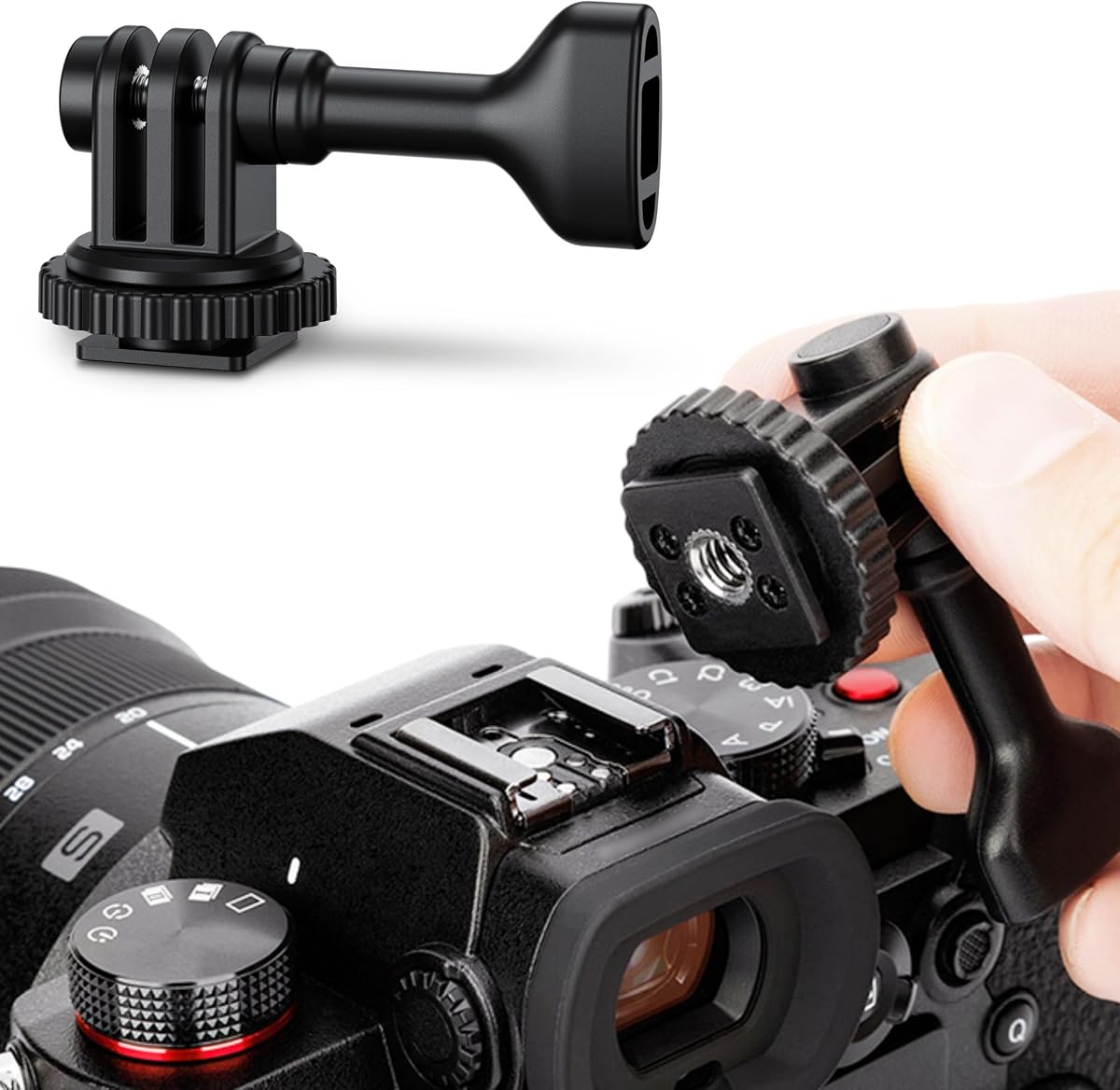2-in-1 Action Camera Hot Shoe Mount Adapter w. 1/4"-20 Hole,Tripod Adapter | Cold Shoe Camera Adapter for Osmo Action 6 5 pro 4 for GoPro Hero 13 12 11 10 9,Tripod DSLR LED Light Selfie Stick Monopod