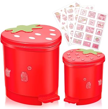 Tessco for you 2 Pieces Strawberry Desk Trash Can, Red