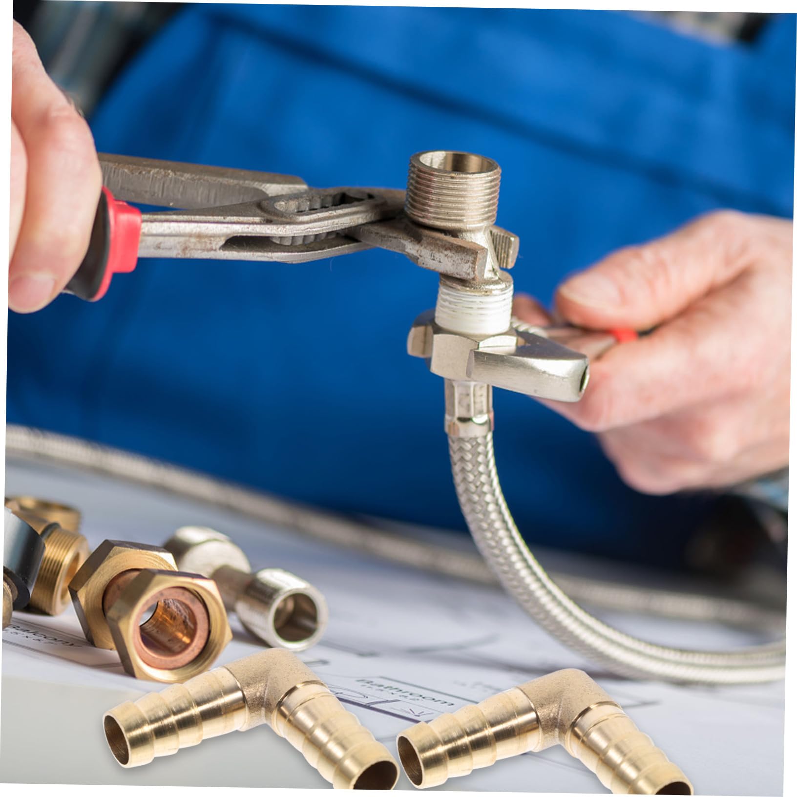 Accesorios Pex 1/2 Codo 90° de Cobre 10 Piezas Amarillo | Conexión Rápida y Desmontaje Sencillo, Prevención de Fugas, para Latiguillos de Fontanería y Gas