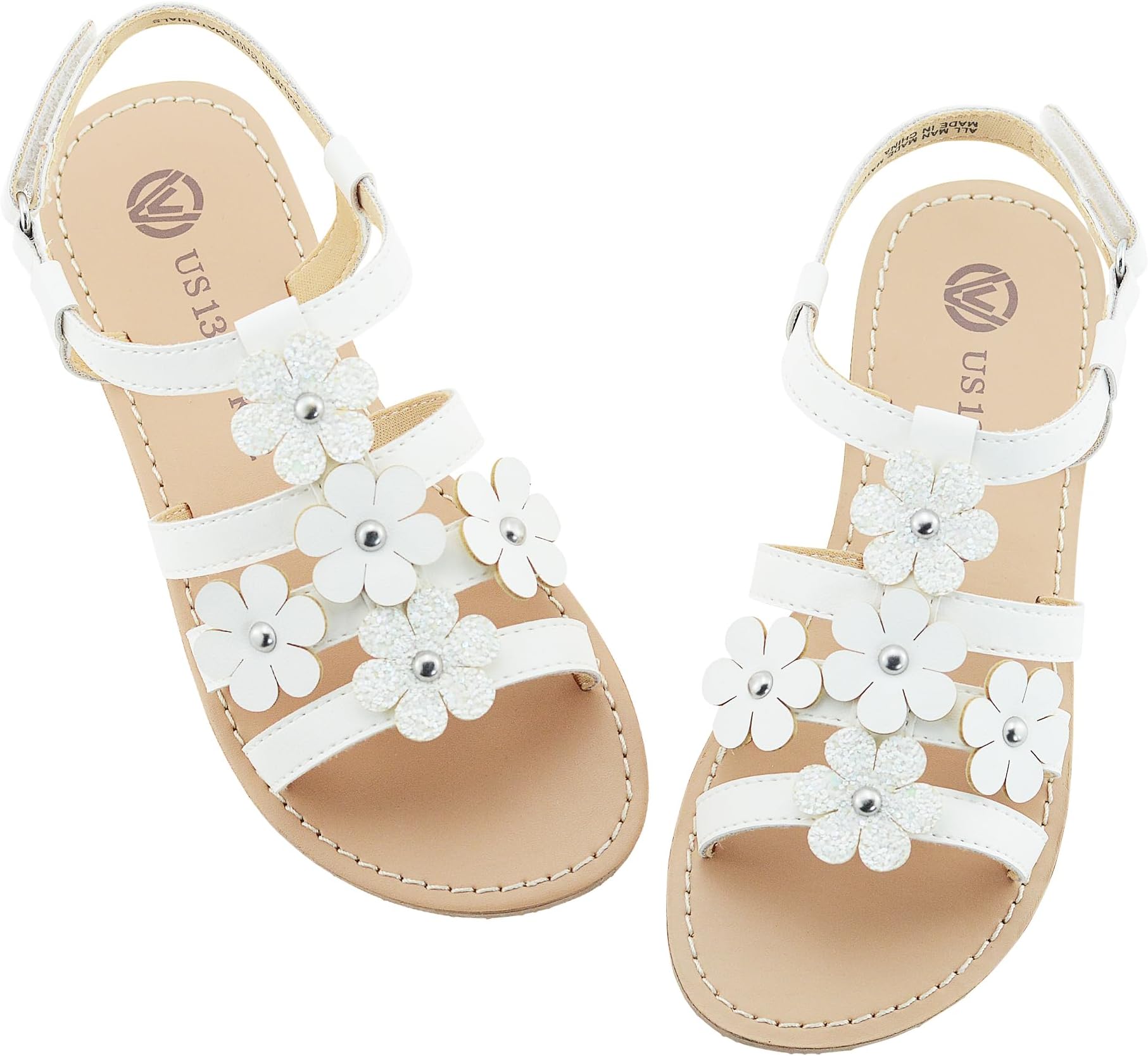 Girls Sandals Kids Strap Flat Sandals Open Toe Summer Flower Casual Sandals
