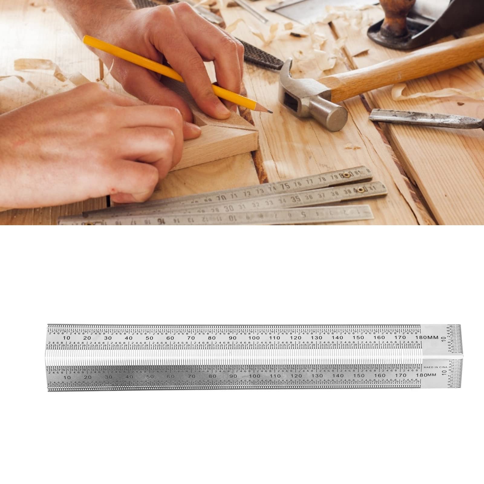 righello, Righello da linea in acciaio inossidabile 7 pollici, righello di precisione in metallo for la lavorazione del legno, misurazione portatile