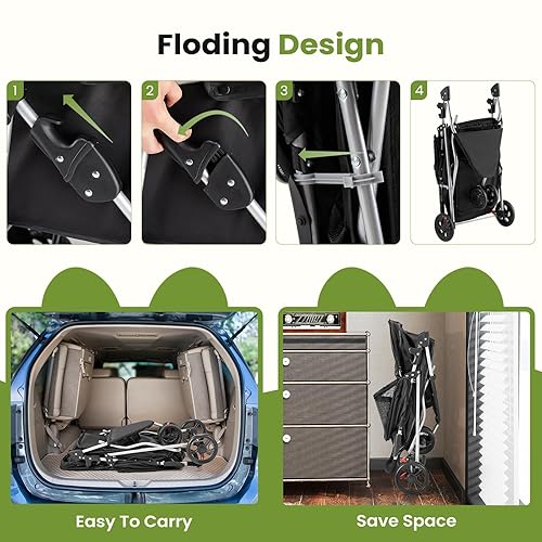 Miniatura 7 de Smug Cochecito para mascotas para perros y gatos, plegable, ligero y duradero, ideal para mascotas pequeñas a medianas, incluye cesta de