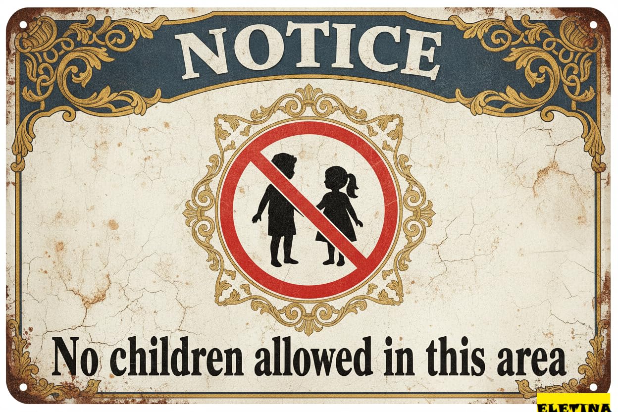 Personalized Sign for Man Cave Tin No Children Allowed In This Area Caution Safety Metal 8x12 Inches Private Property Decorative