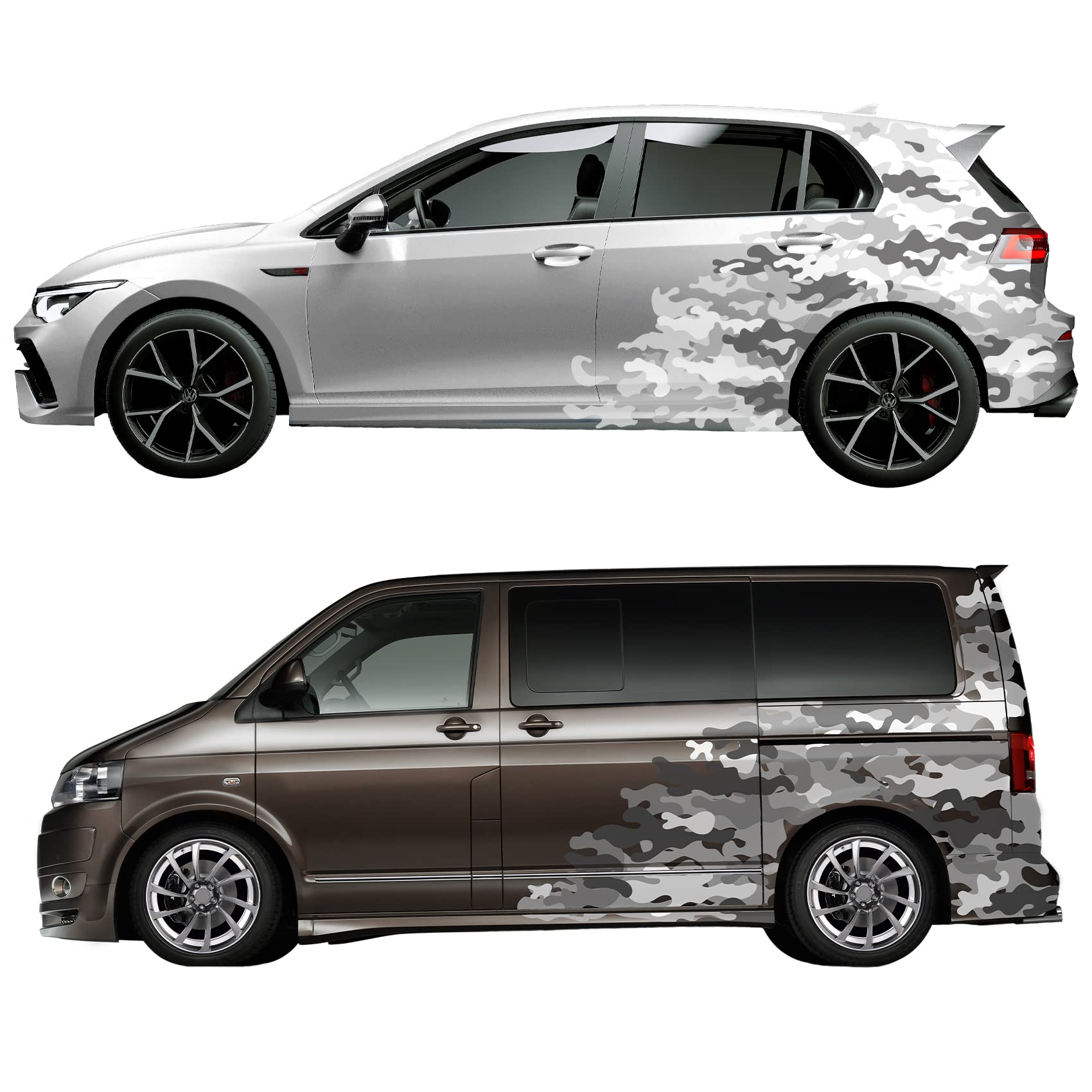 Finest Folia Set di 2 Adesivi Auto Camouflage Opaco – Adesivi Autoadesivi per Auto, Moto, Camper, Furgoni – Impermeabili, Resistente ai Raggi UV – Adesivi per Tuning, Decorativi per Laterali RX048