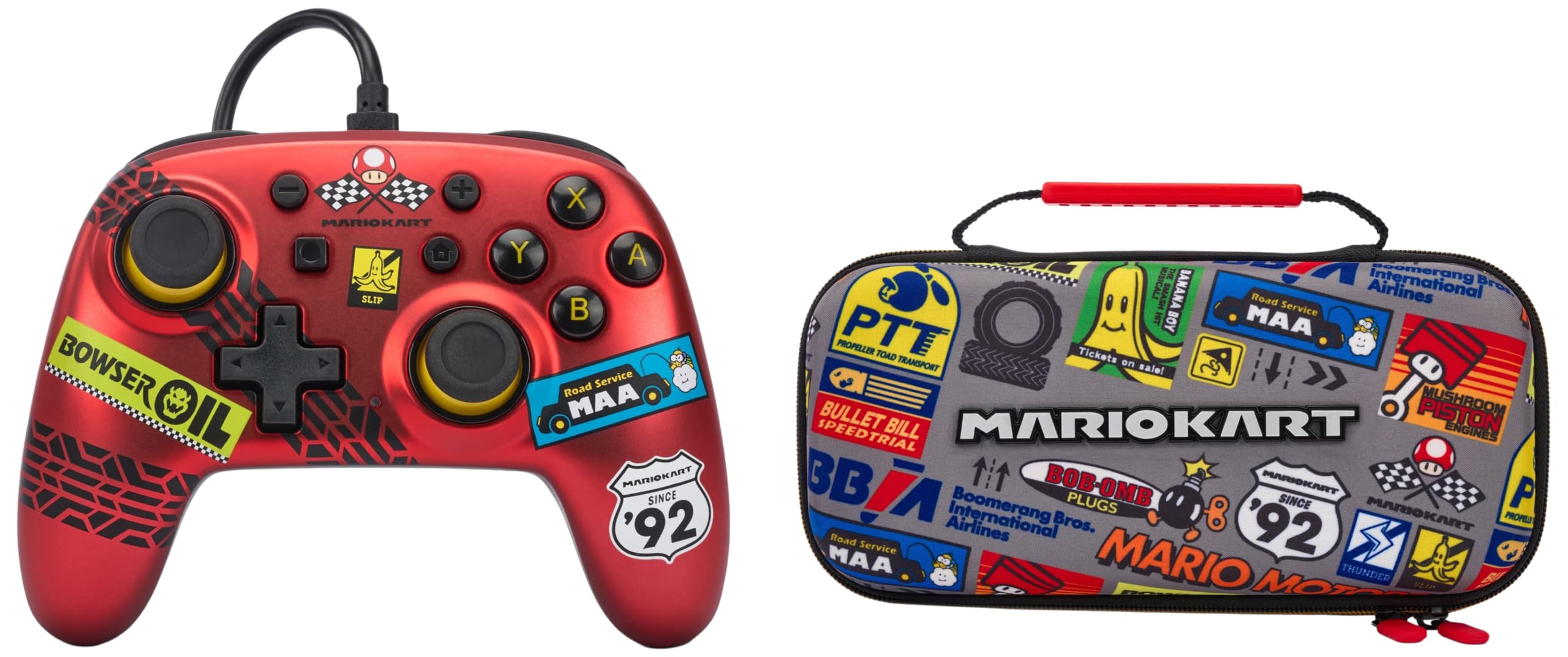 PowerA Nano Wired Gaming Controller for Switch or Switch OLED Protection Gaming Console Kit Case for Switch or Switch Lite with Accessories Storage