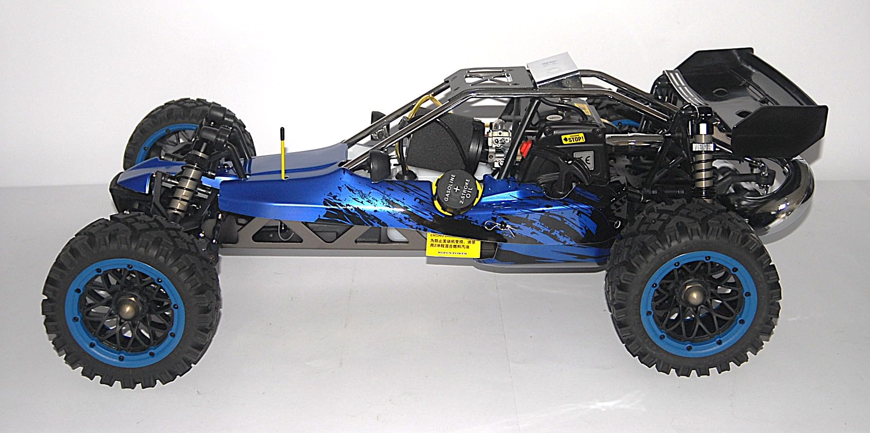 Auto RC 1/5 Baha Baja 36cc 2WD Off Road Blu – Auto RC a Benzina Versione Speciale AS Hobby con Cerchioni Scomponibili 20 Raggi e Gomme All Terrain Incollate – 2.4 GHz