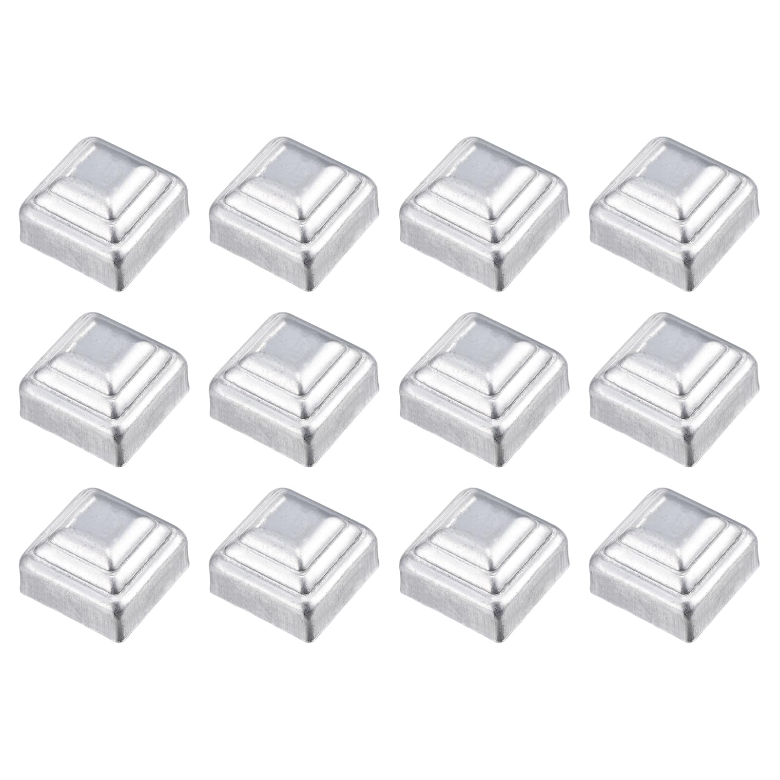 sourcing map 12Pcs Fence Post Cap Fit 1.2" x 1.2" OD Pipe, Galvanized Steel Deck Post Cover Square Decking Caps for Mailbox Outdoor Chain Link Wood/Metal Fence Deck Railing, Silver