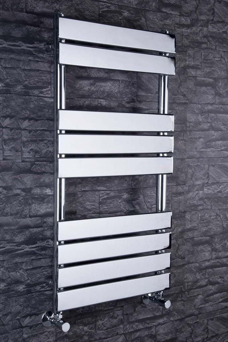 Warmehaus Flat Panel Heated Towel Rail Bathroom Ladder Radiator Rad Central Heating Chrome 950 x 500mm