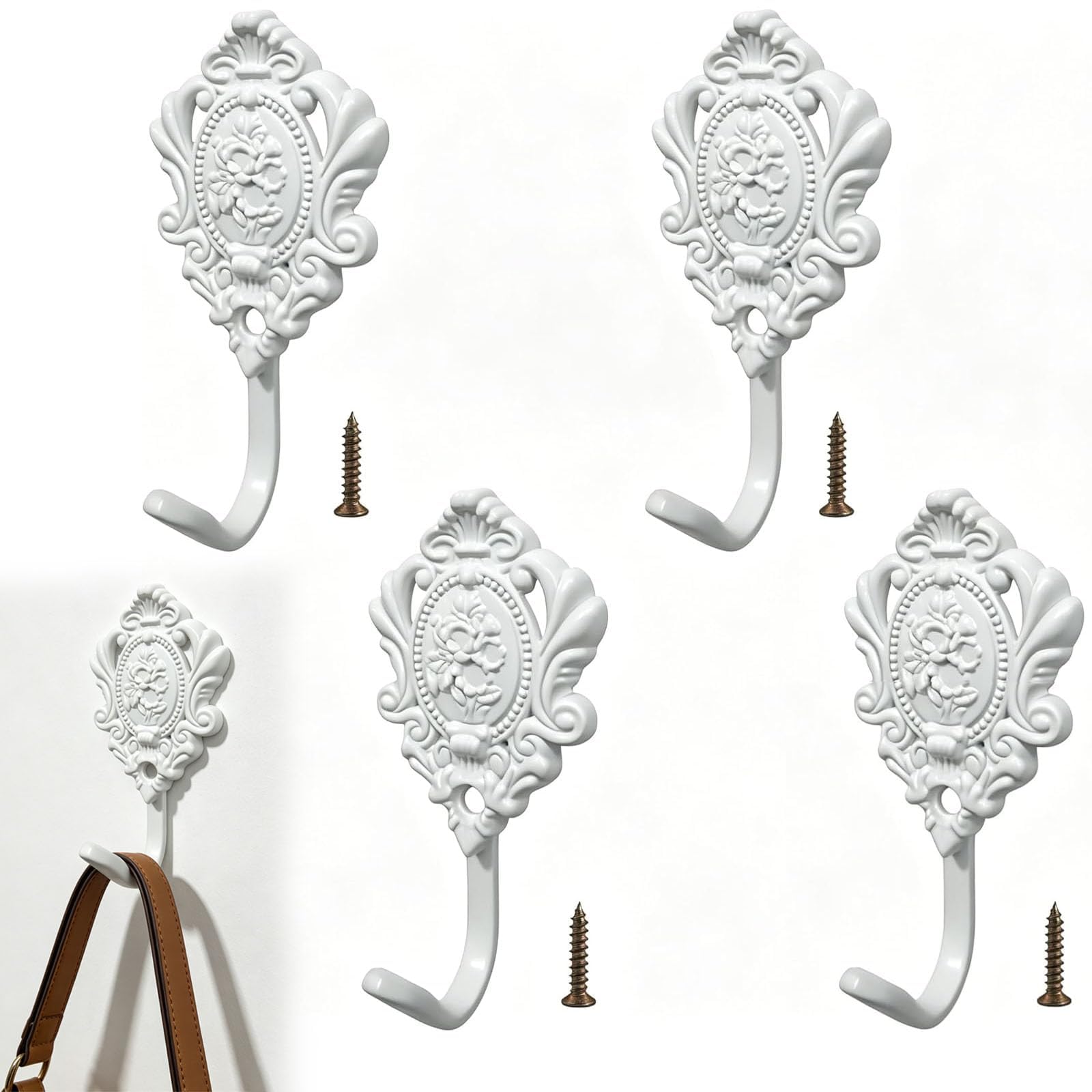 4 Pack 3D Rose Carved Zinc Alloy Curtain Tie Backs