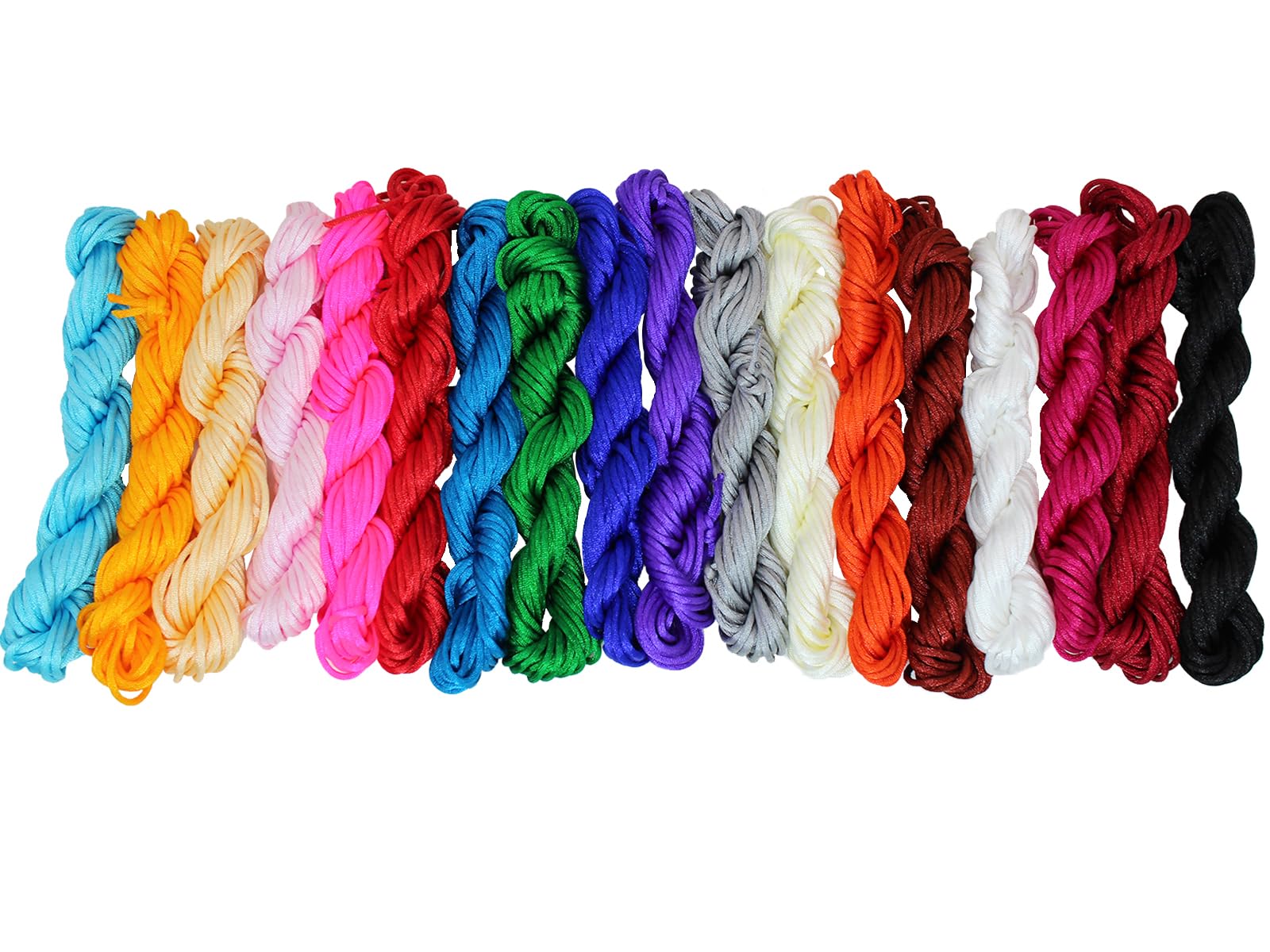 2mm Nylon Satin Rattail Cord - 18 Colors 180 Yards For Jewelry Making & Crafts