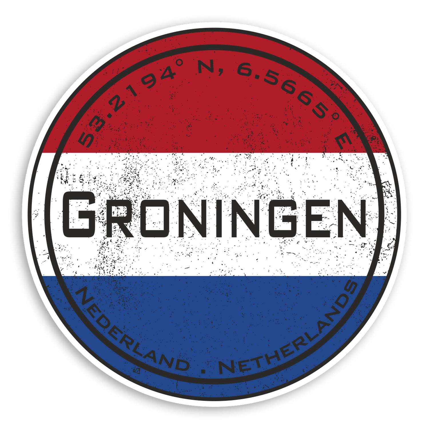 Destination Vinyl Ltd Multi 2 X 10Cm Groningen Netherlands Vinyl Stickers - Flag Fun Sticker Luggage #20330 (10Cm Wide)