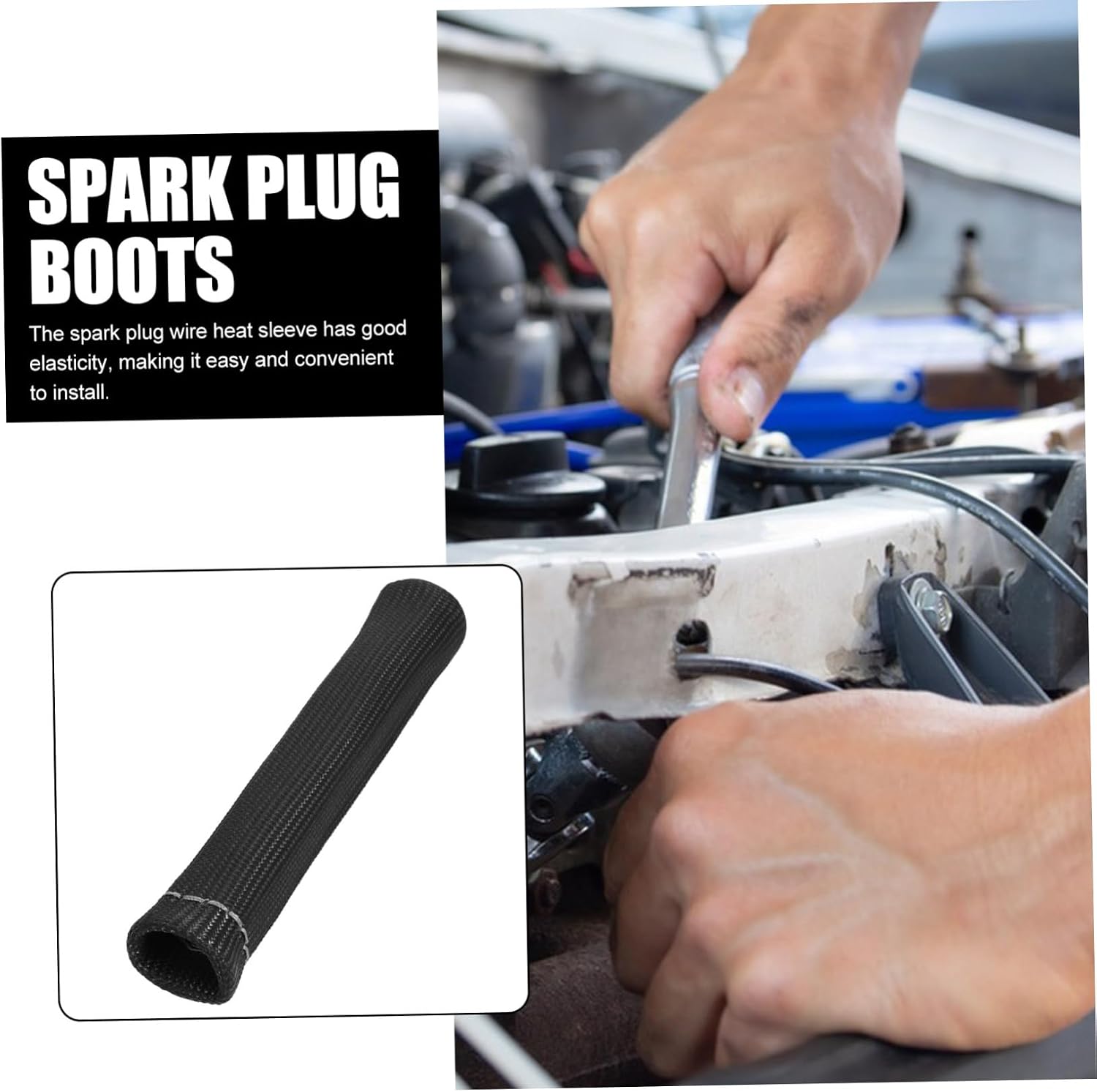 GARVALON 8pcs Spark Shield Sleeve Insulation for Engine Spark Wires High Temperature Covers Easy to Install Fit
