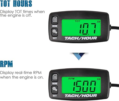 Miniatura 2 de Runleader Medidor digital de mantenimiento tac/hora,Reemplazo de batería para motor de gas pequeño,Utilizado en montar, césped, tractor, generador