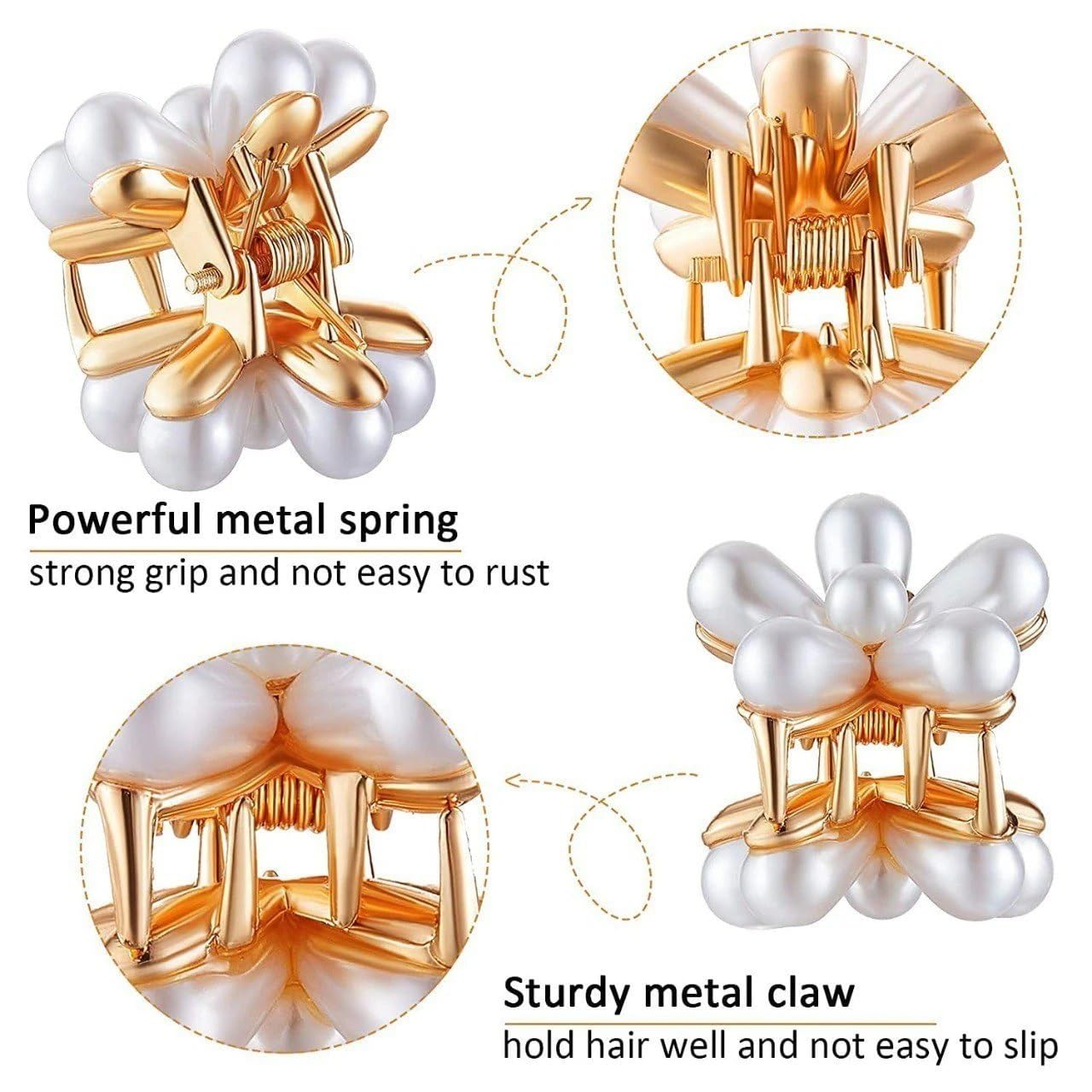 YEKDA 10 Pcs Aesthetic Pearl Flower Mini Hair Claws Tiny Decorative Hairpins for Women, Elegant Non-Slip Floral Clips Hair Accessories Set 1