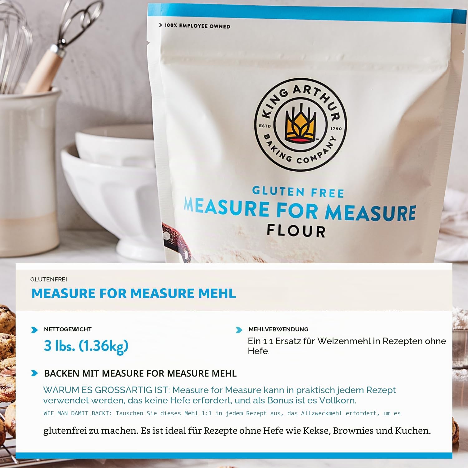 King Arthur Flour Gluten-Free for Measure Flour, 3 Pound