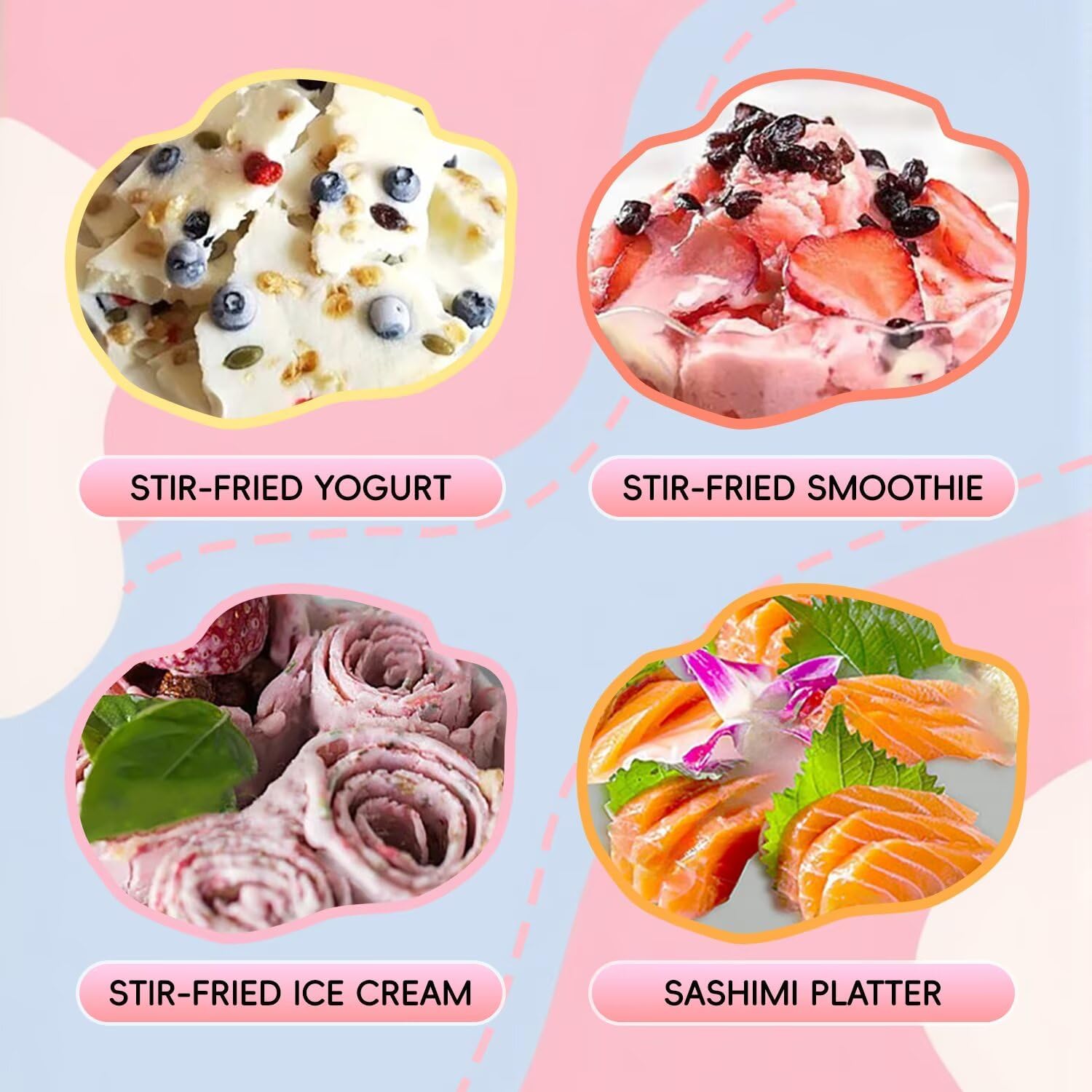 Vafodo Rolled Ice Cream Maker Kit,At-Home Rolled Ice Cream Machine Instant Freeze Plate with 2 Scrapers,Diy Homemade Rolled Ice Cream Tray,Perfect for Family Fun and Parties (White)