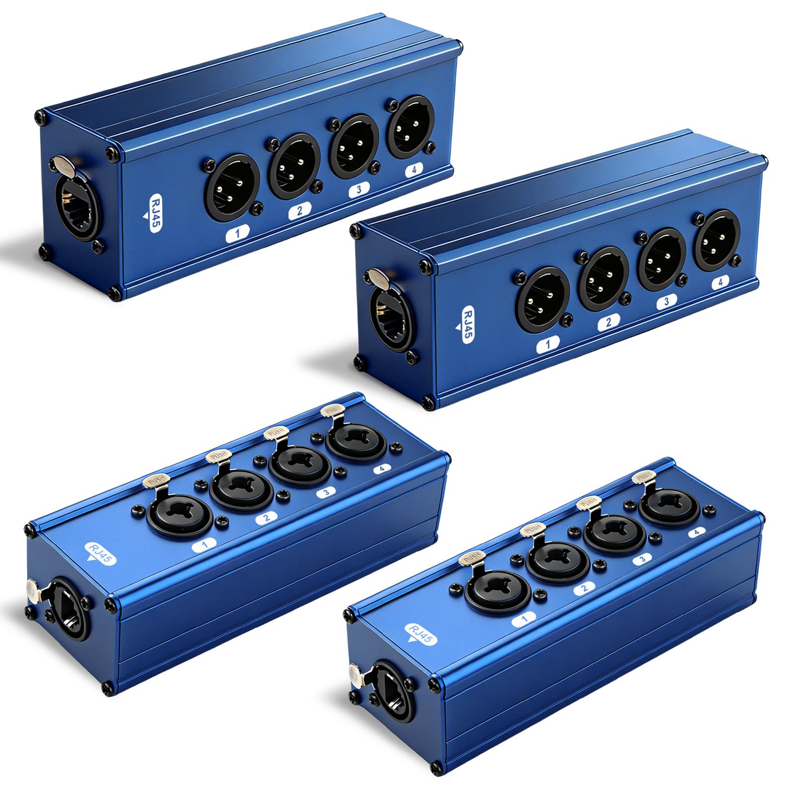 wecan 4-kanałowy XLR-Ethernet DMX, adapter XLR/TRS na RJ45 Ethercon Cat5/Cat6, 4-kanałowy przedłużacz audio