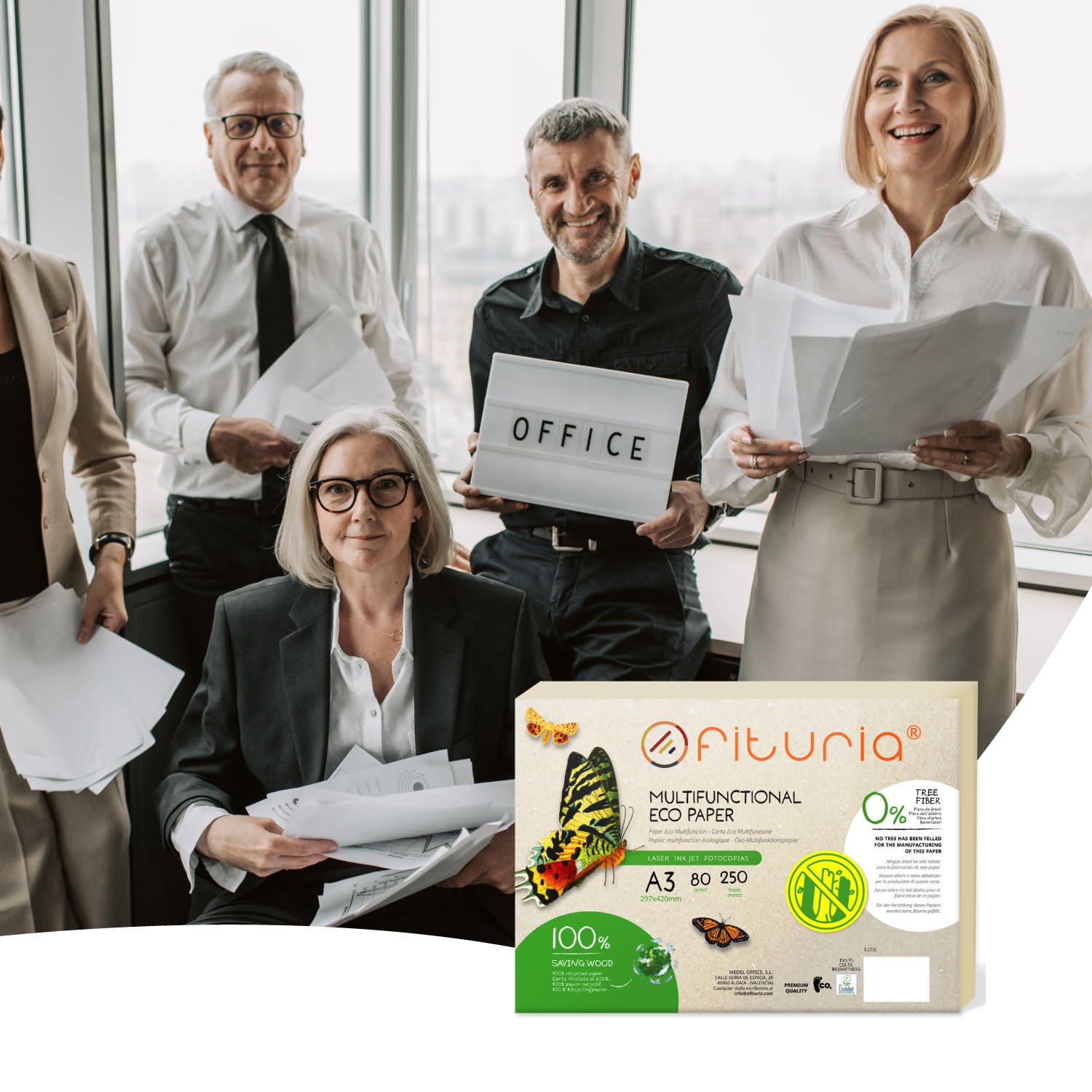 Papier Recyclé A3 80g 250 Feuilles 100% Recyclées Couleur Naturelle pour Imprimante Laser et Jet d'Encre