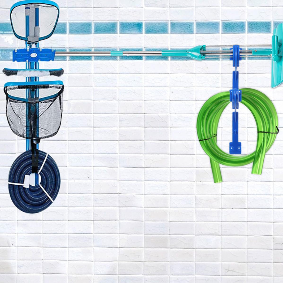 SHINEOFI Support de Nettoyage de Piscine Accessoire pour Rangement Couleur Aléatoire en PVC et Nylon pour Outils de Nettoyage de Piscine