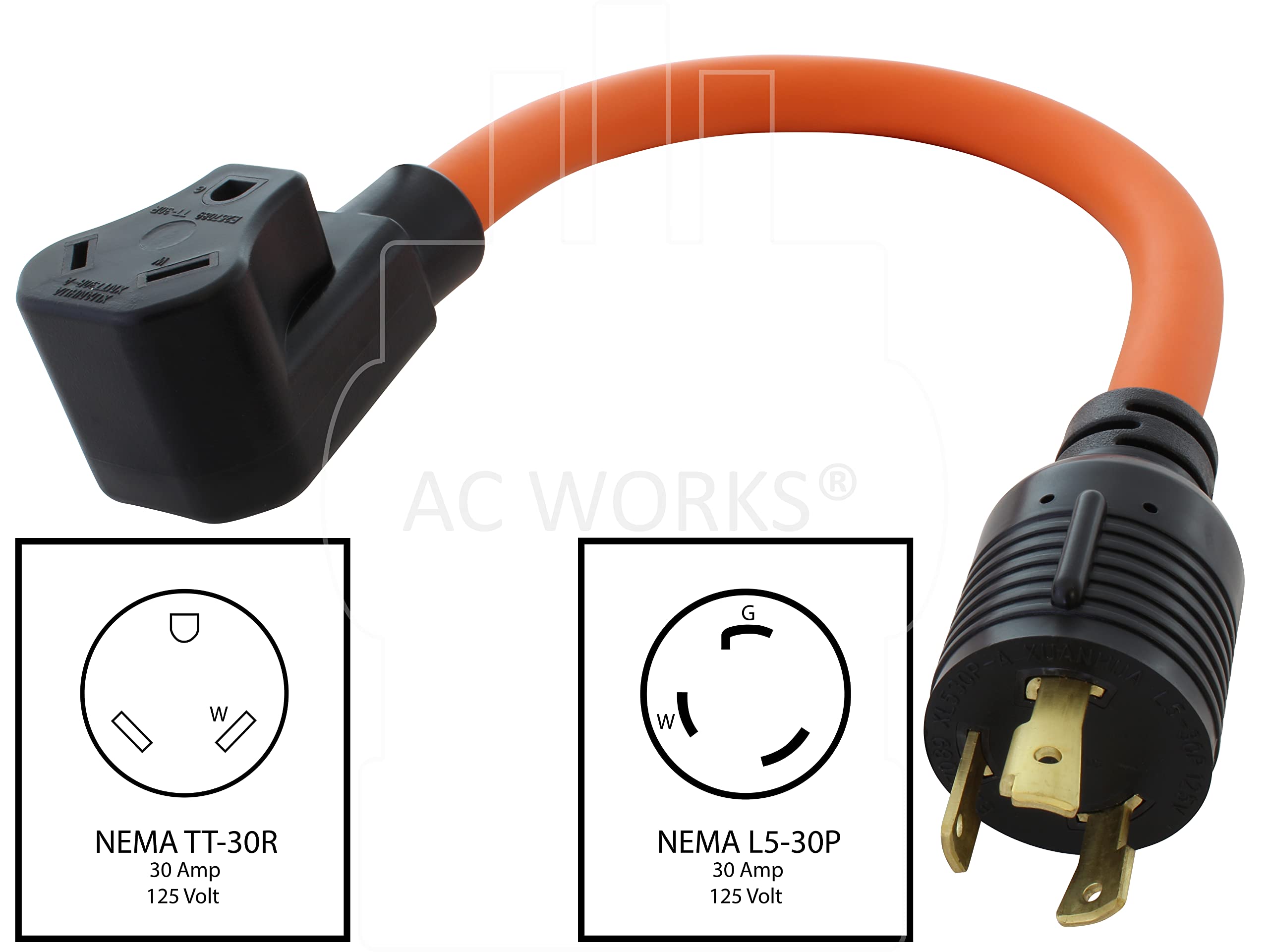Amazon.com: AC WORKS Generator to 30Amp RV Adapter (L5-30 30A 3
