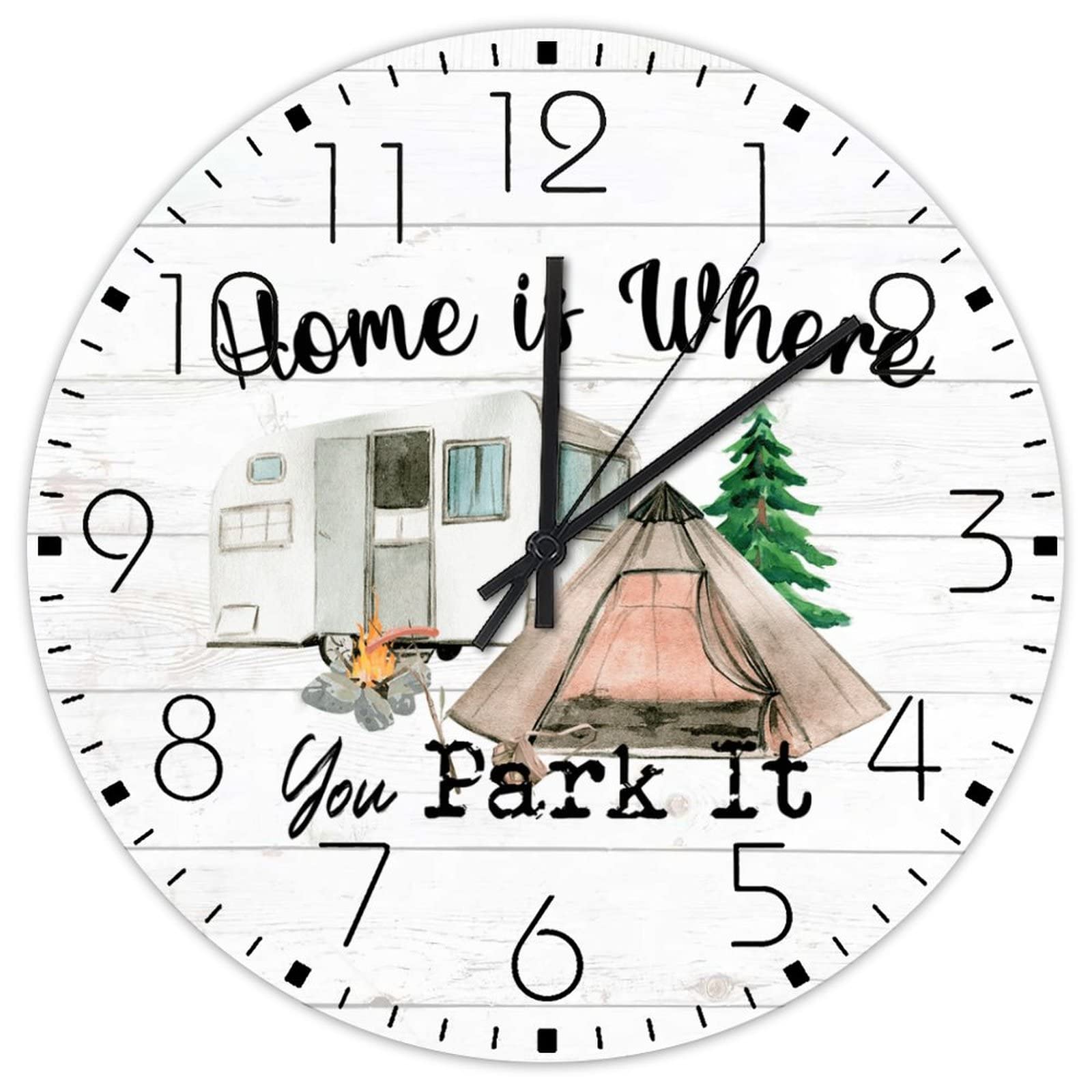 Horloge bois minimaliste ronde de 38 cm pour décorer un mur vide de porche