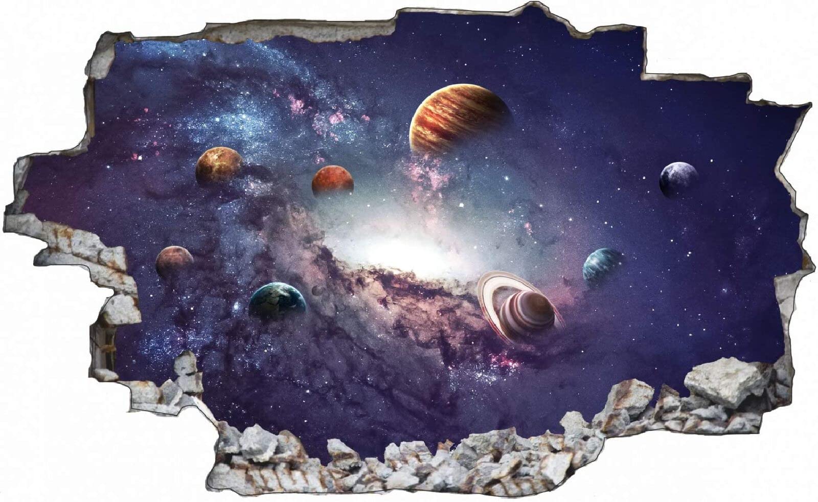 Styl 3D rozbita winylowa naklejka ścienna dzieci dzieci sypialnia kosmos wszechświat dekoracja ścienna 80 x 120 cm