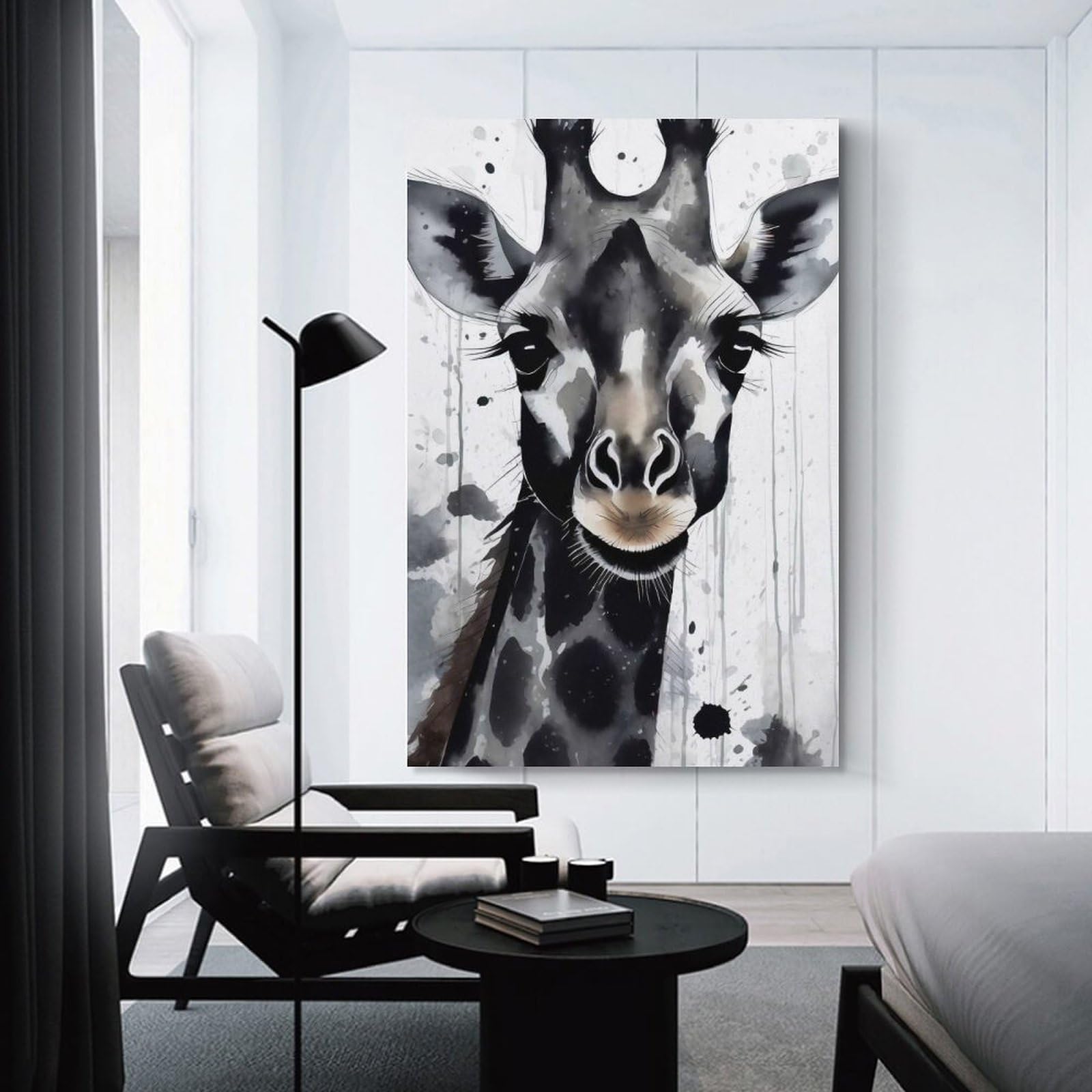Junmoney Hanging Wall Art Watercolor Painted Giraffe, 24x36inch(60x90cm), for Work Areas, Reading Rooms Or Studios, Wall Art That Adds Style to Work Areas