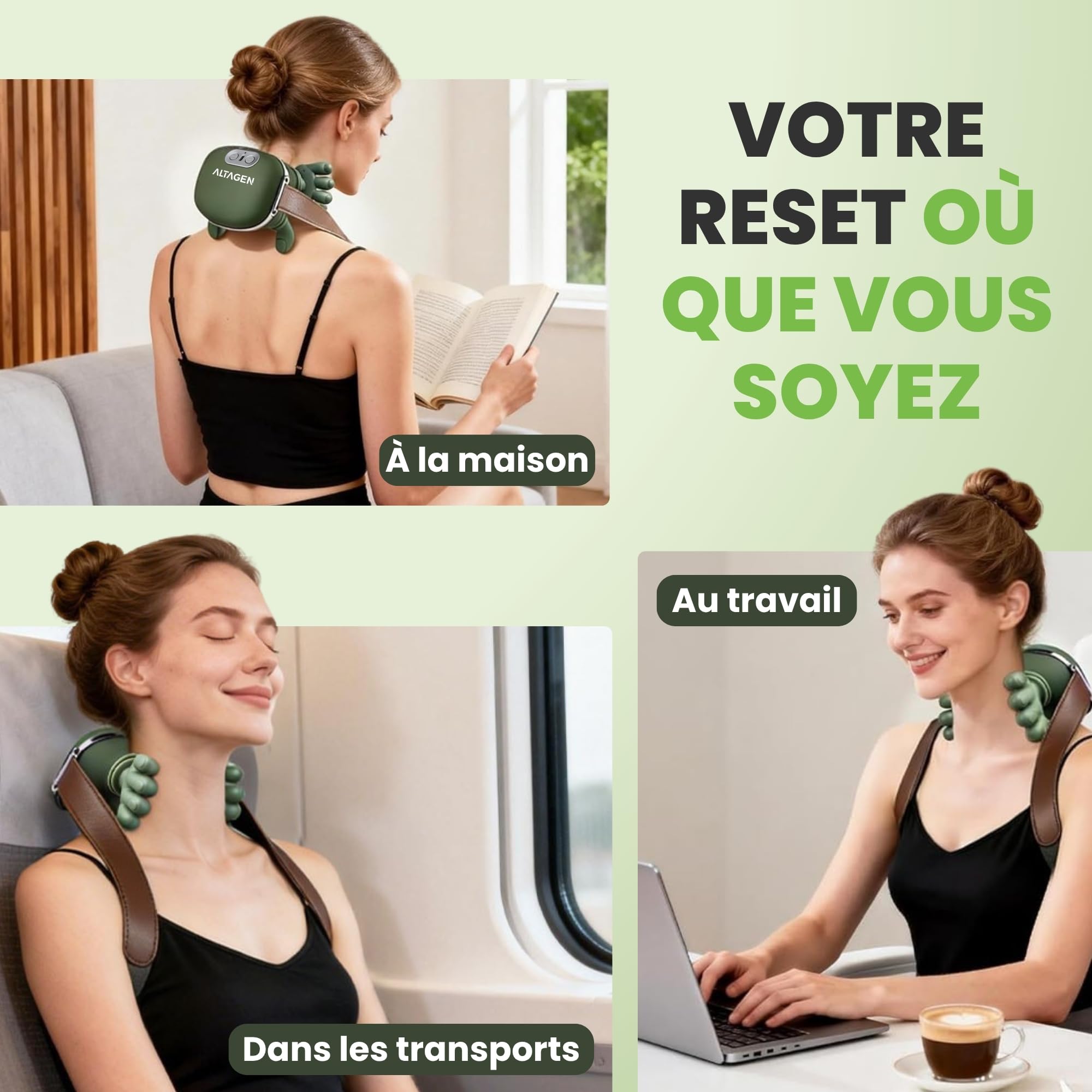 Masseur Cervical ALTAGEN® Main Massante Nuque, Masseur de Cou Chauffant