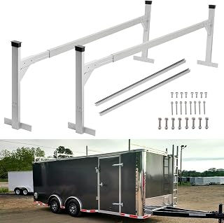OUTPRIZE Adjustable Aluminum Trailer Ladder Rack 6-9FT, 400lbs Capacity for Enclosed/Open Trailers, Rust-Resistant Silver