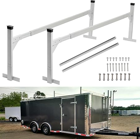 Outprize Adjustable Aluminum Trailer Ladder Rack for Enclosed and Open Trailers